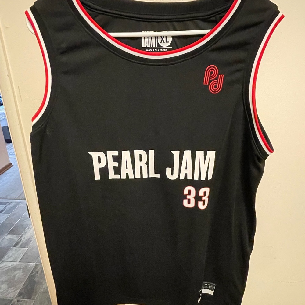 Pearl Jam Black Jersey with White & Red Accents